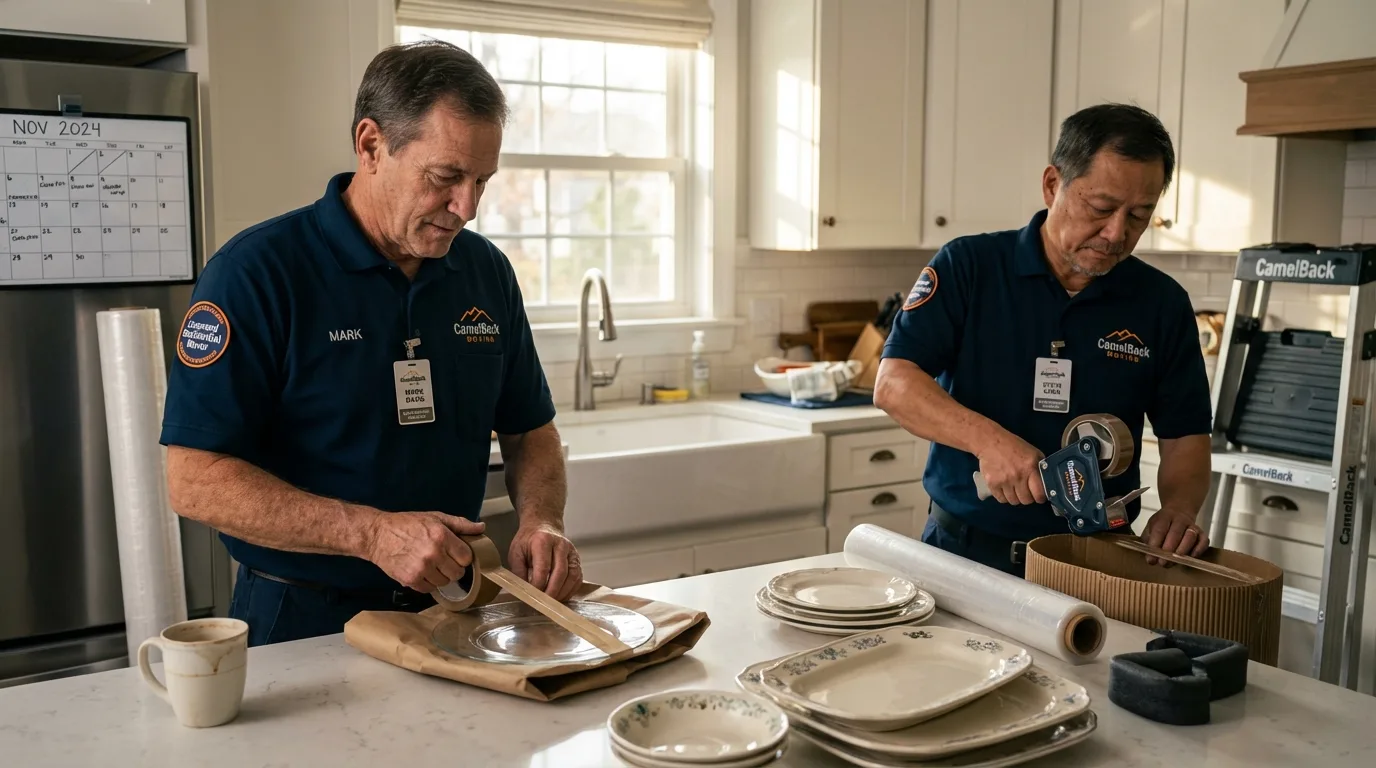 Professional crew packing kitchen dishware in Clinton, KY